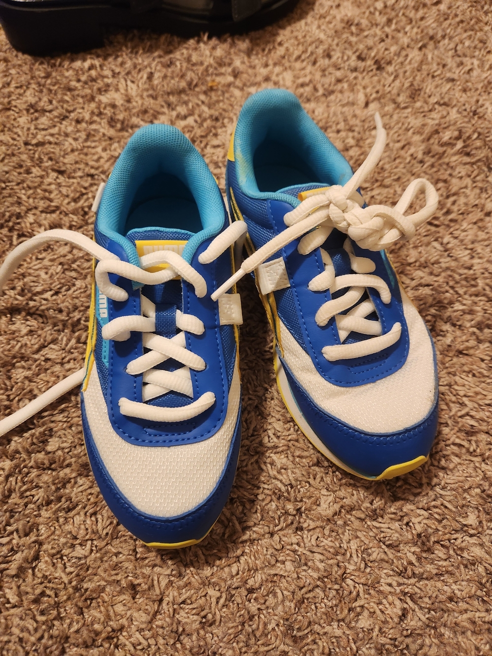 Puma Kids Blue White and Yellow Lace-Up Sneakers